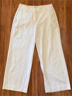 Banana Republic Wide Leg Pants White Pull On Stretch Womens Size Medium Pockets